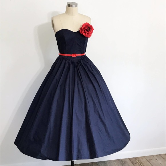 Laura Ashley Strapless Blue Dress - Picture 3 of 8